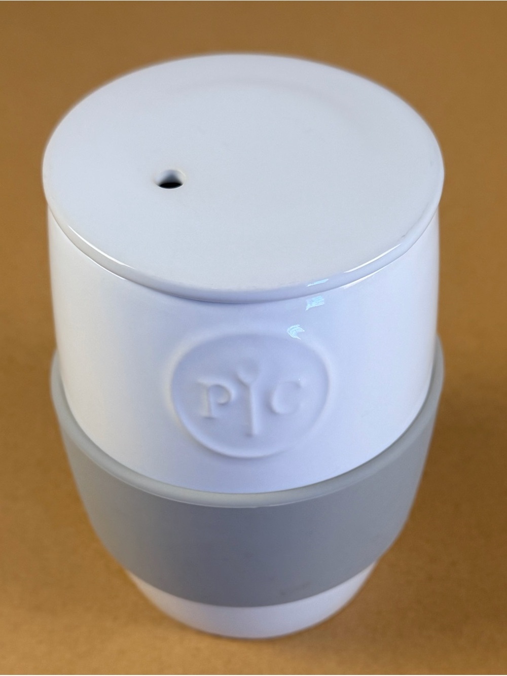Pampered Chef Ceramic Egg Cooker Microwave Mug Gray Sleeve PC 20B